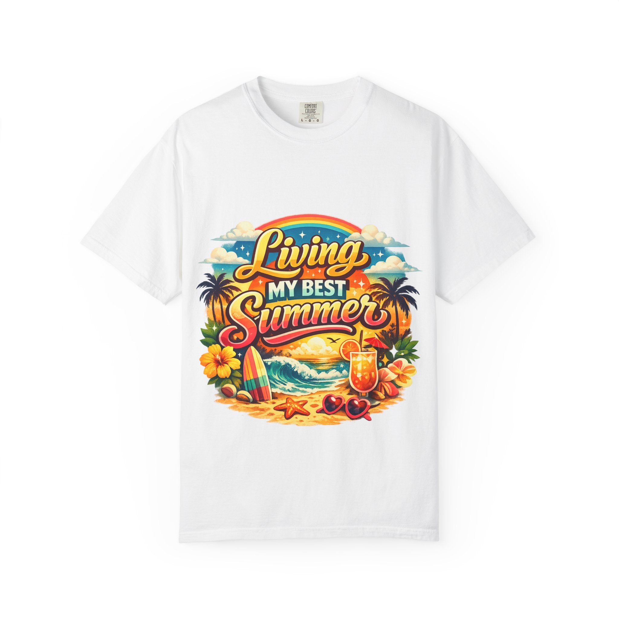 Living My Best Summer T-Shirt — Retro Tropical Beach Graphic Tee
