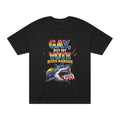 Gay But My Vote Bites Harder T-Shirt — Rainbow Shark Voter Pride Tee