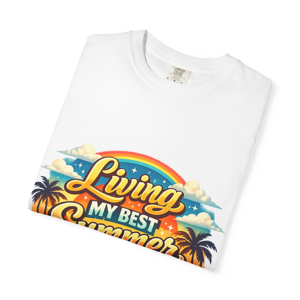 Living My Best Summer T-Shirt — Retro Tropical Beach Graphic Tee