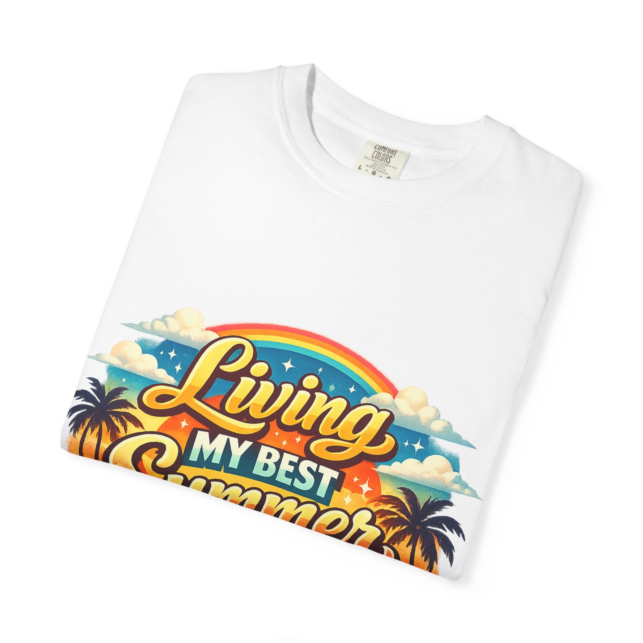 Living My Best Summer T-Shirt — Retro Tropical Beach Graphic Tee
