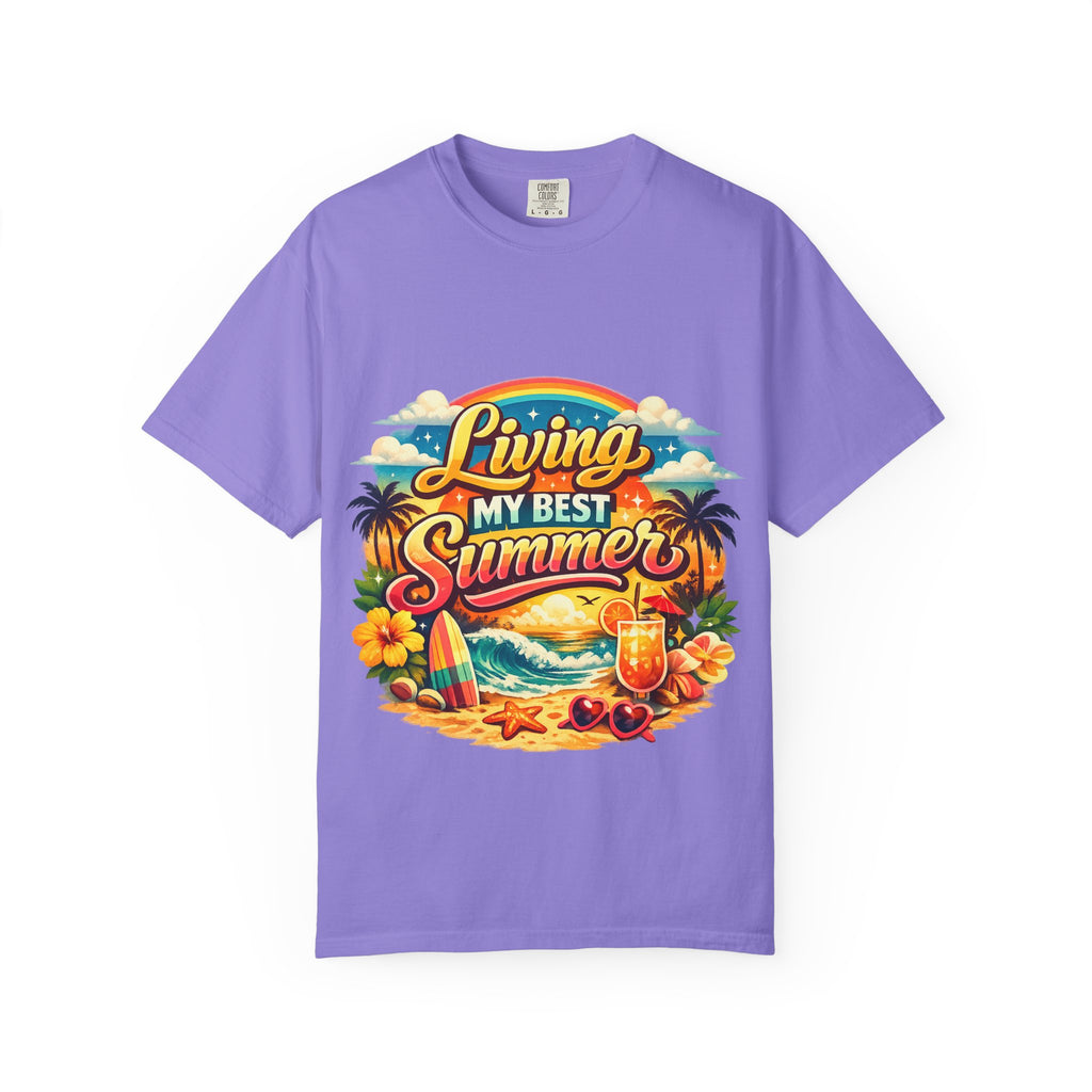 Living My Best Summer T-Shirt — Retro Tropical Beach Graphic Tee