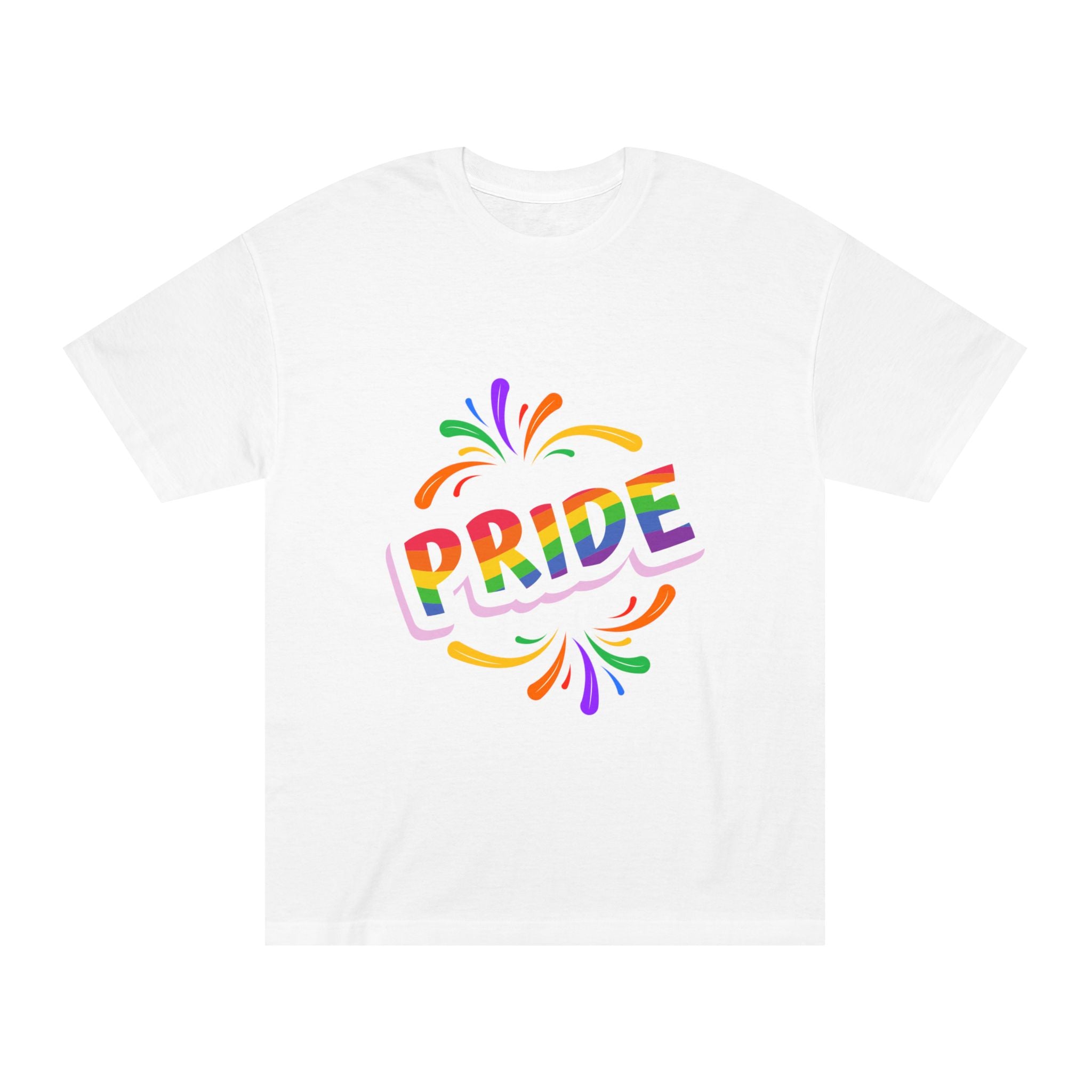 Pride Rainbow Graphic Tee — Colorful "PRIDE" Celebration T-Shirt for LGBTQ+ Events