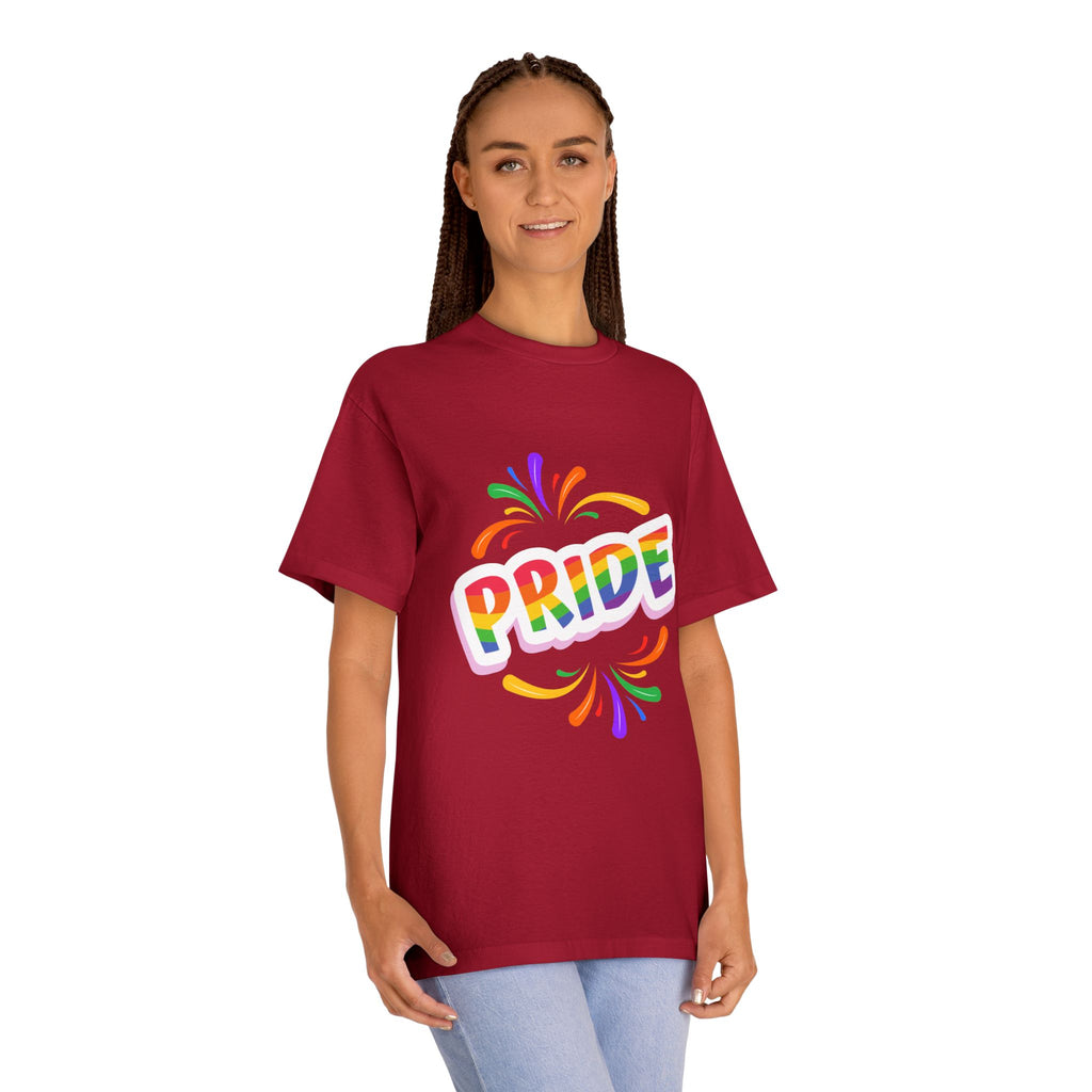 Pride Rainbow Graphic Tee — Colorful "PRIDE" Celebration T-Shirt for LGBTQ+ Events