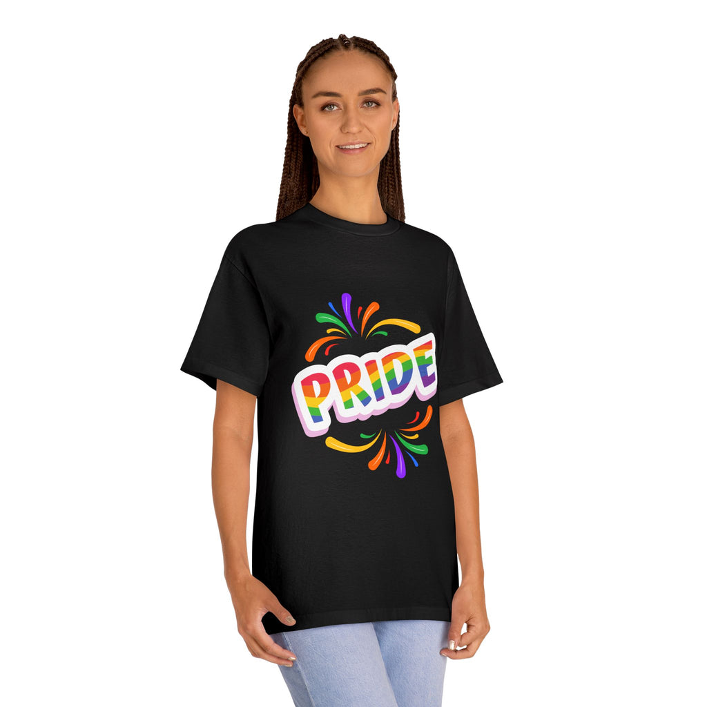 Pride Rainbow Graphic Tee — Colorful "PRIDE" Celebration T-Shirt for LGBTQ+ Events