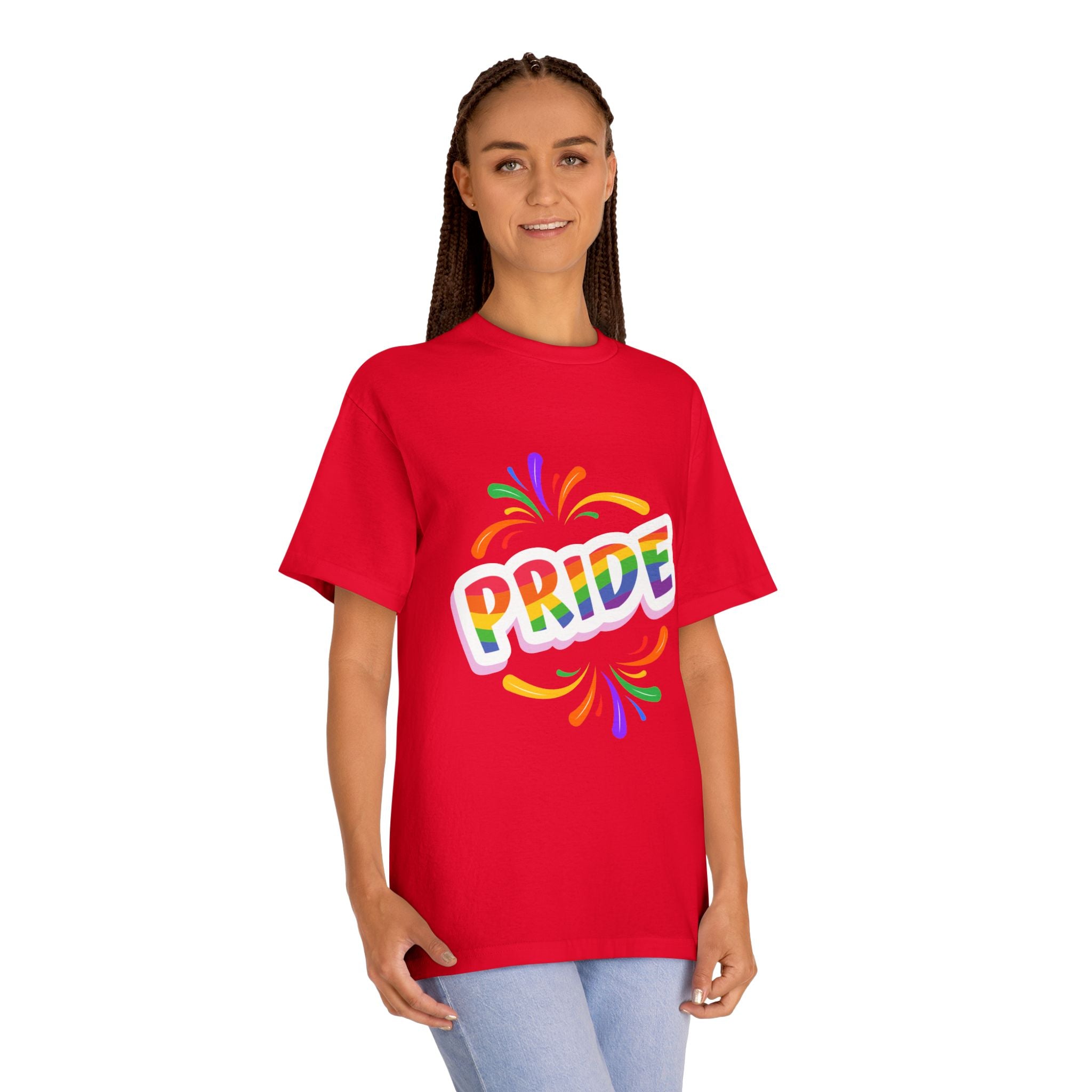 Pride Rainbow Graphic Tee — Colorful "PRIDE" Celebration T-Shirt for LGBTQ+ Events