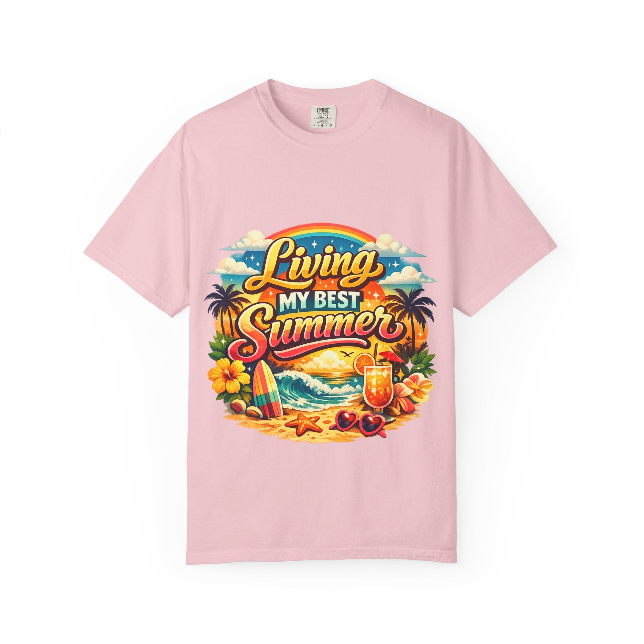 Living My Best Summer T-Shirt — Retro Tropical Beach Graphic Tee