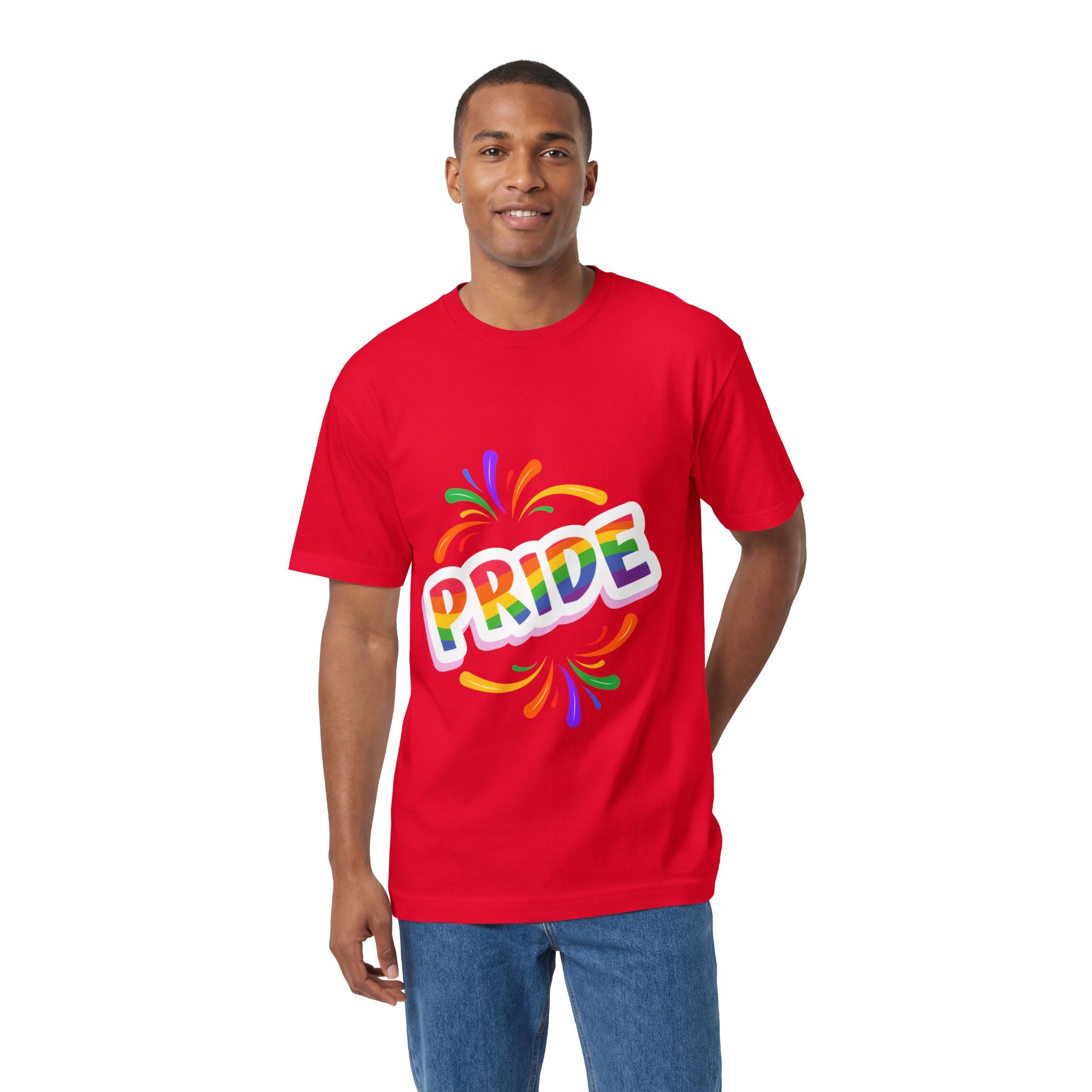 Pride Rainbow Graphic Tee — Colorful "PRIDE" Celebration T-Shirt for LGBTQ+ Events