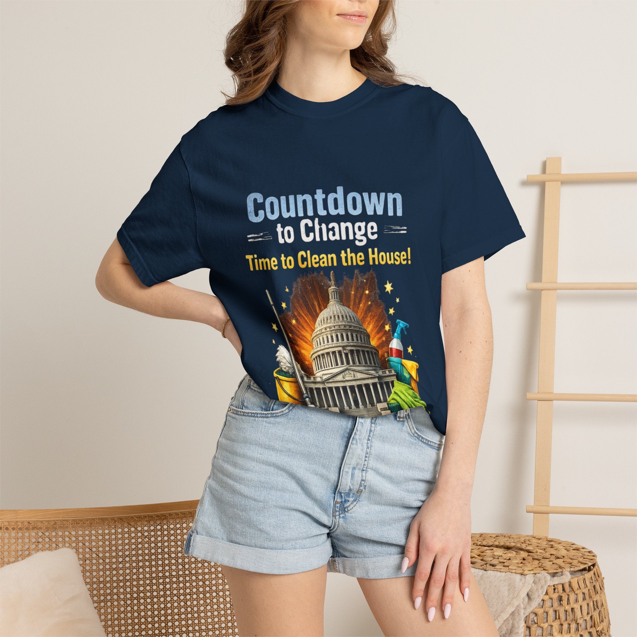 Countdown to Change T-Shirt — "Time to Clean the House" Political Cleanup Tee