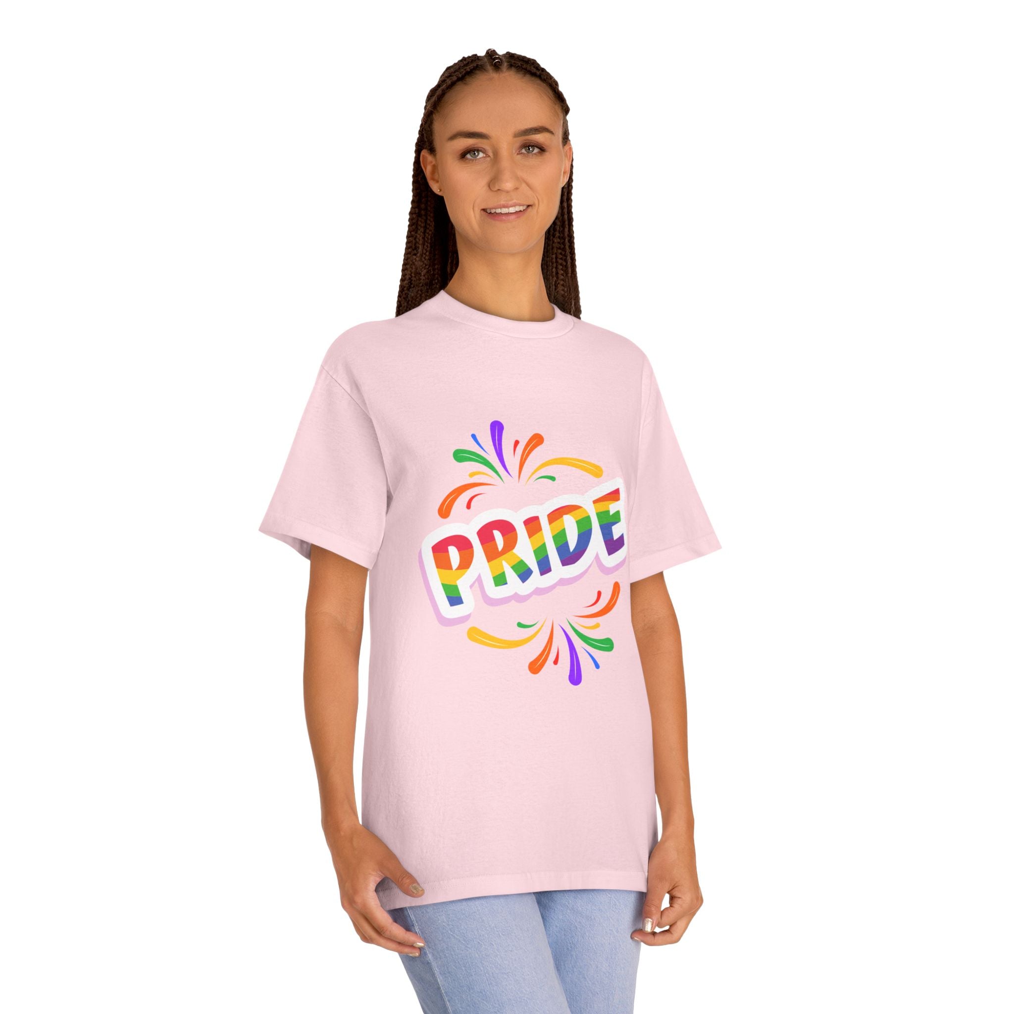 Pride Rainbow Graphic Tee — Colorful "PRIDE" Celebration T-Shirt for LGBTQ+ Events