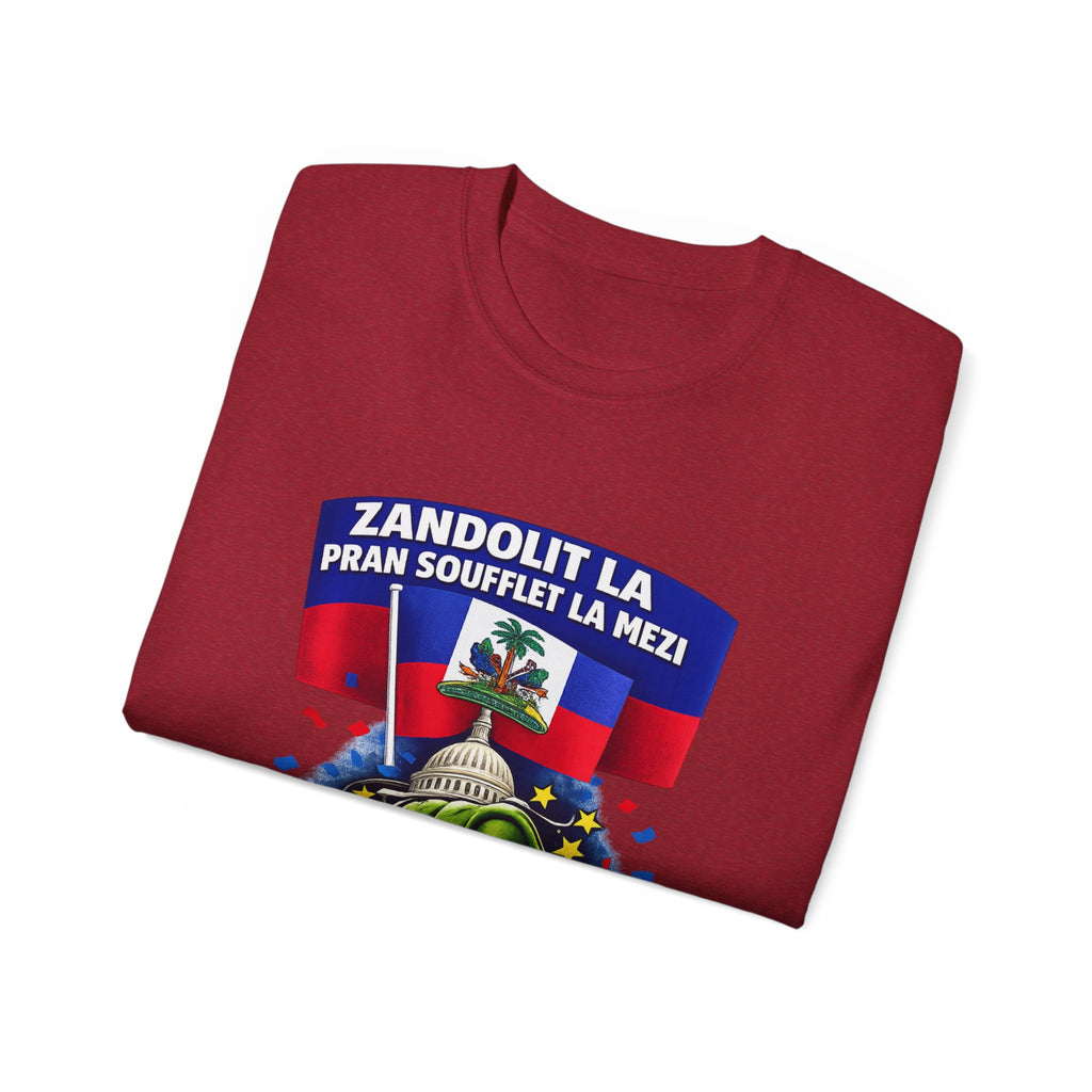 TPS Haitian Pride T-Shirt — “Zandolit La Pran Soufflet La Mezi” Graphic Tee
