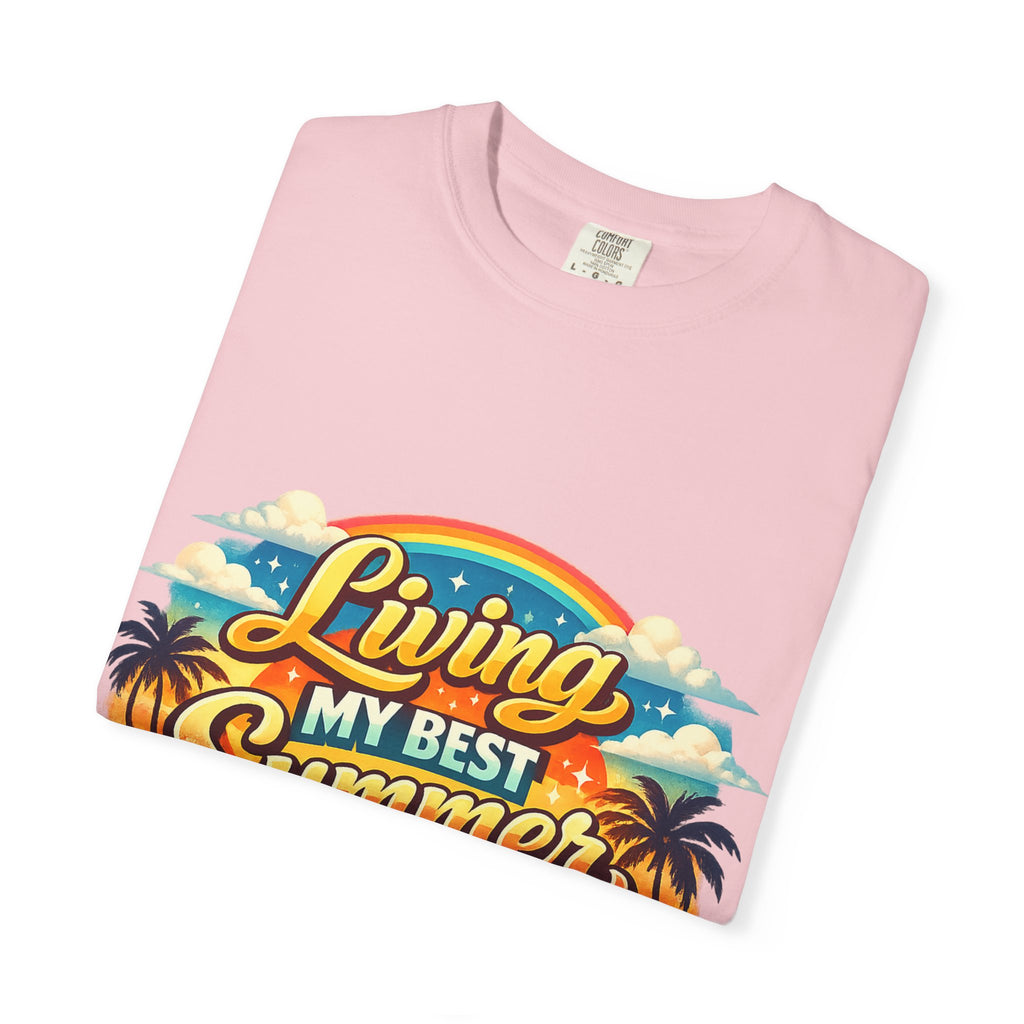 Living My Best Summer T-Shirt — Retro Tropical Beach Graphic Tee