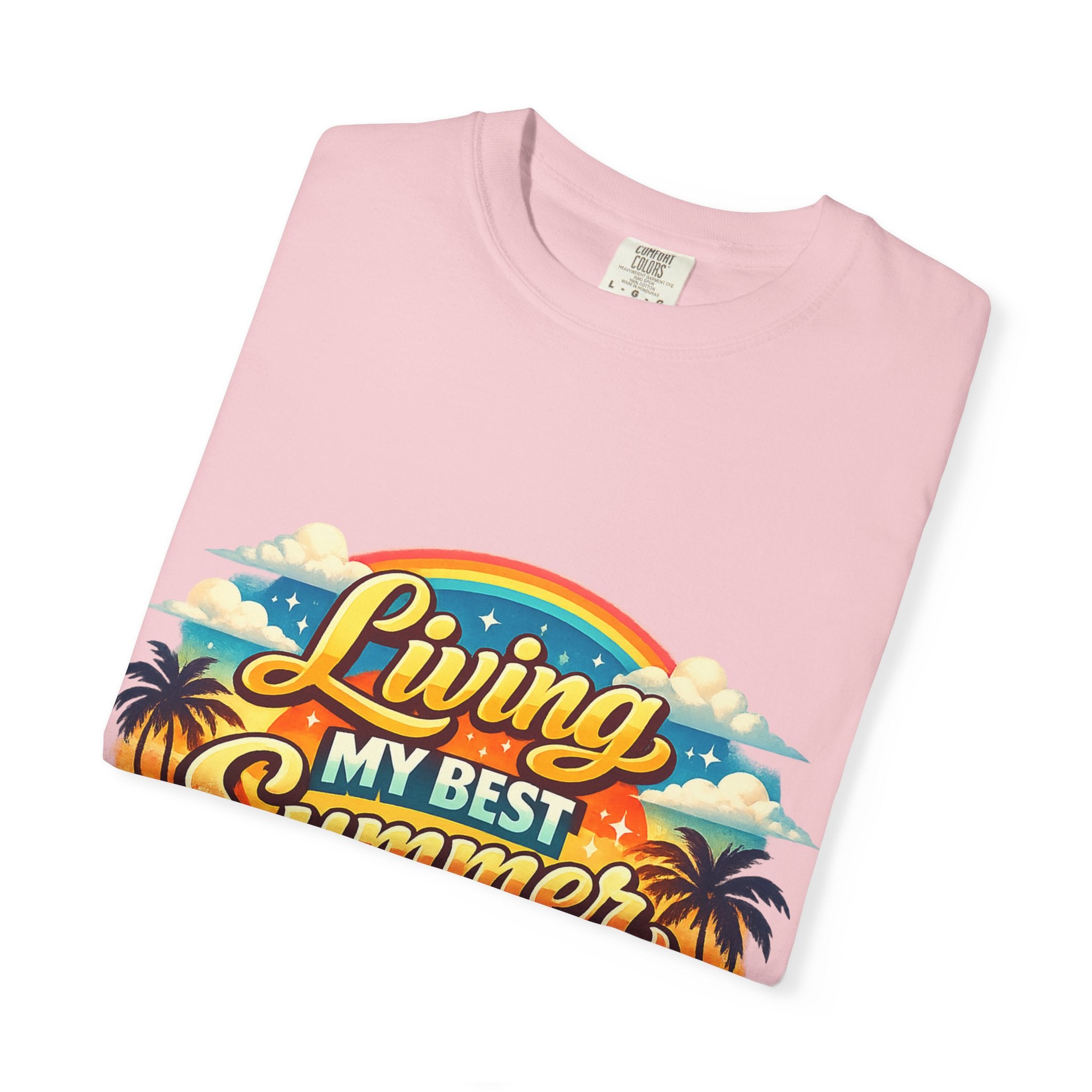 Living My Best Summer T-Shirt — Retro Tropical Beach Graphic Tee