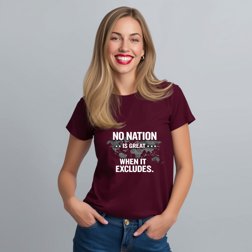 No Nation Is Great When It Excludes T-Shirt — Inclusive Message Graphic Tee