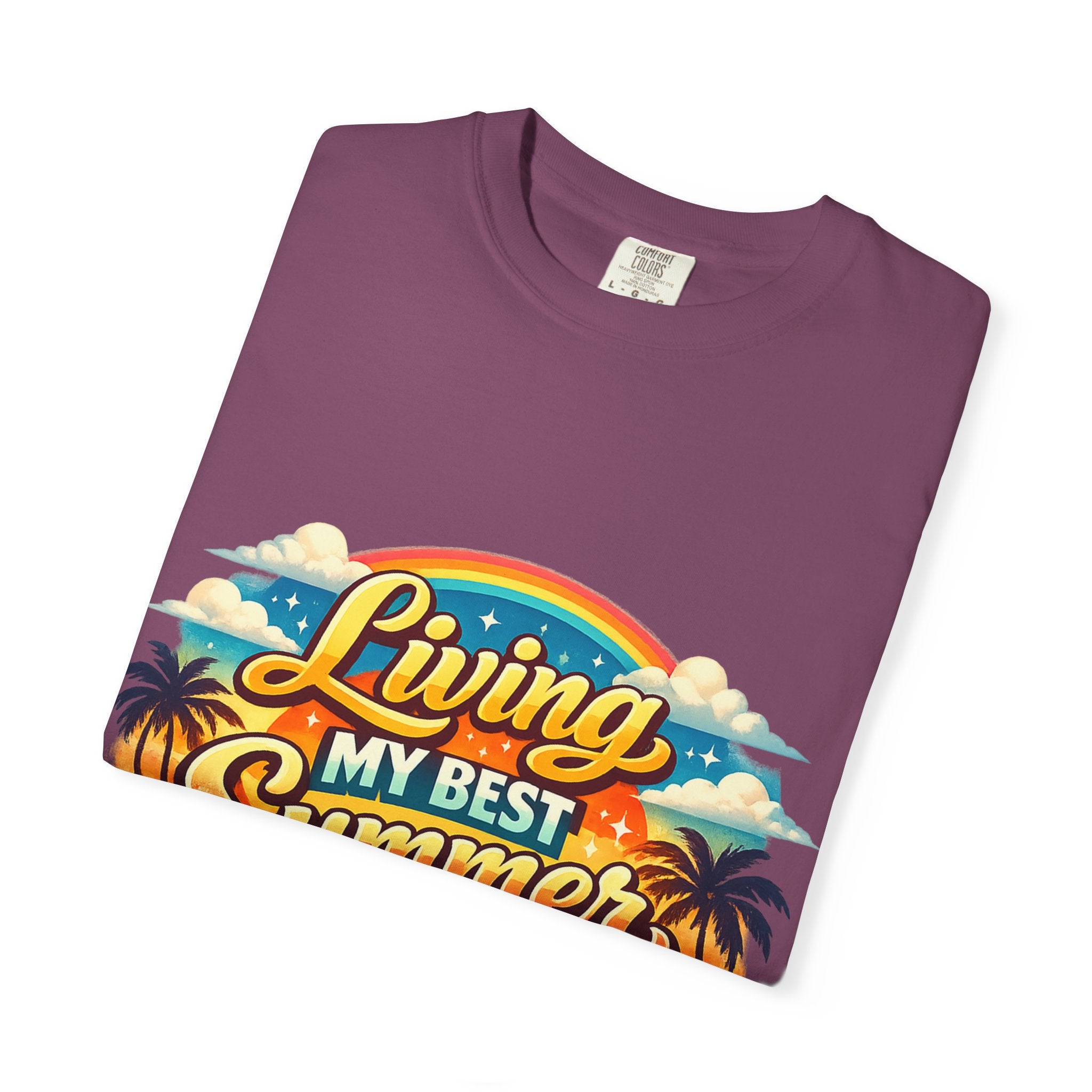 Living My Best Summer T-Shirt — Retro Tropical Beach Graphic Tee