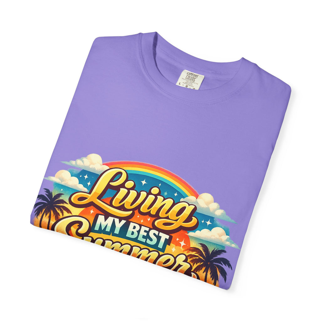 Living My Best Summer T-Shirt — Retro Tropical Beach Graphic Tee