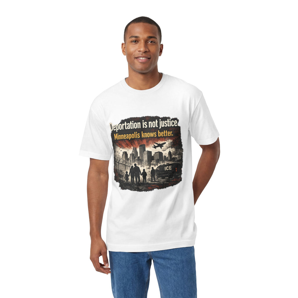 T-Shirt — "Deportation Is Not Justice: Minneapolis Knows Better" Protest Tee