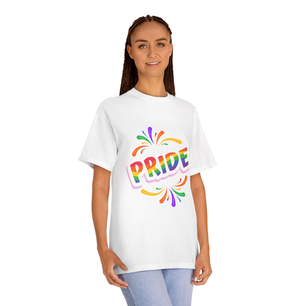 Pride Rainbow Graphic Tee — Colorful "PRIDE" Celebration T-Shirt for LGBTQ+ Events