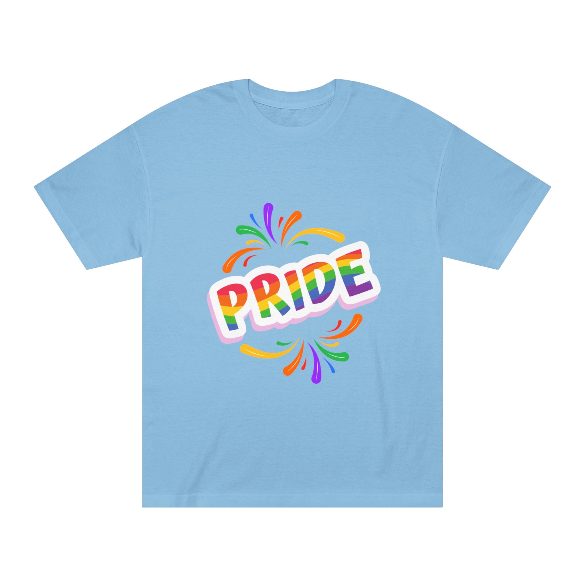 Pride Rainbow Graphic Tee — Colorful "PRIDE" Celebration T-Shirt for LGBTQ+ Events